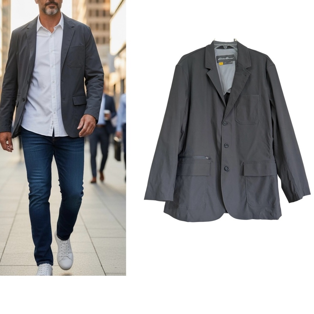 Eddie Bauer Travex Dark Gray Blazer Sports Jacket Size 42 Wicking Travel